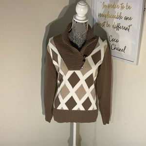 Brown & cream high neck sweater 🤎